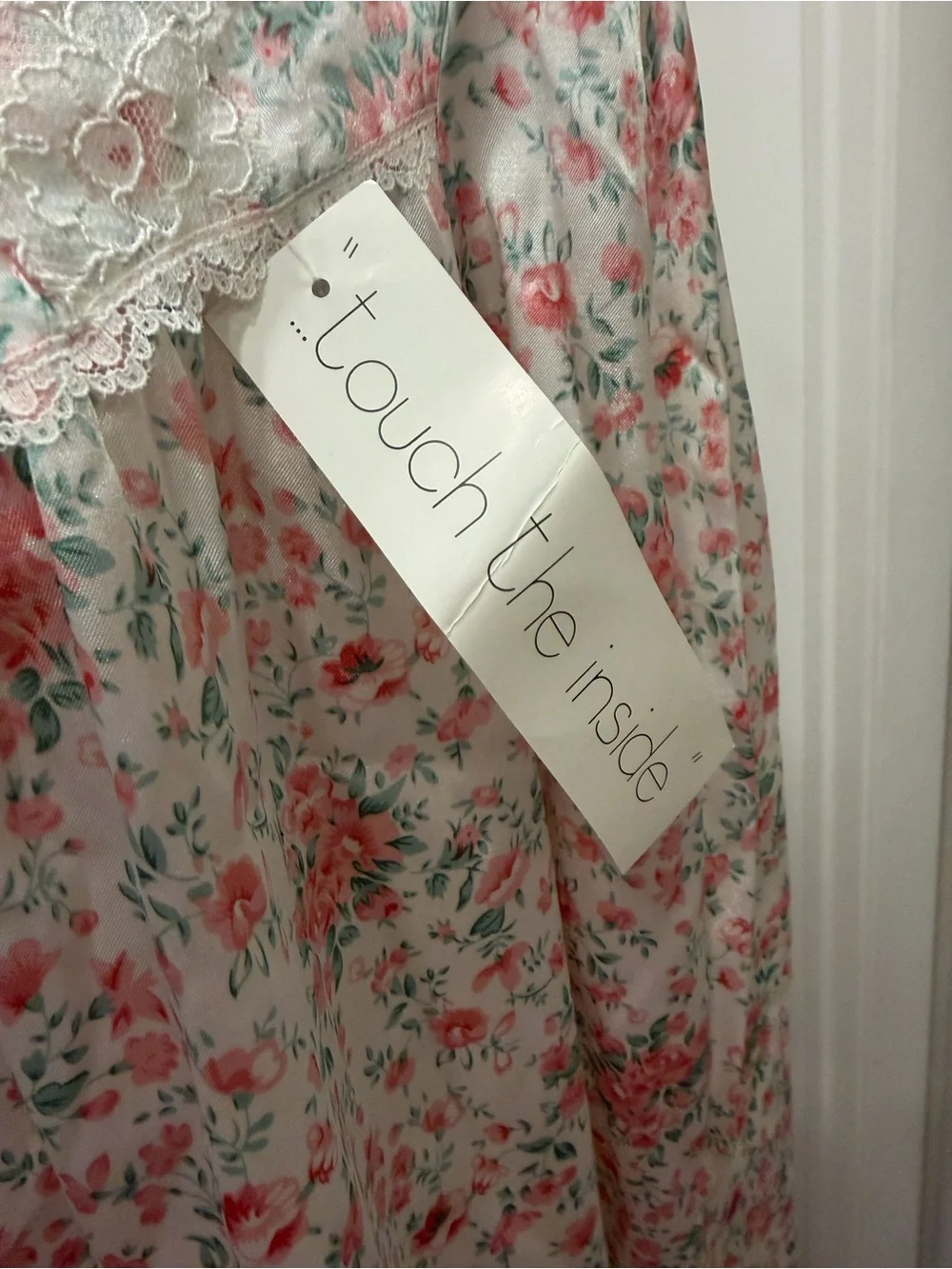 Miss Elaine Floral Long Nightgown with Lace Yoke - Picture 6 of 7